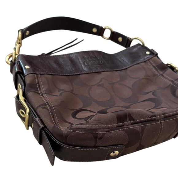 Y2k Coach 12674 Zoe Signature Logo Brown Jaquard Hobo Bag - Picture 6 of 9